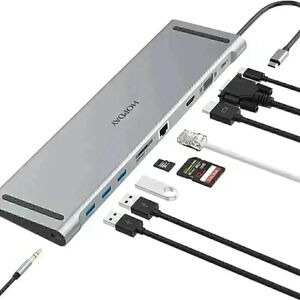 HOPDAY 10 in 1 Dual Display Laptop USB C Docking Station,USB C Hub Dock